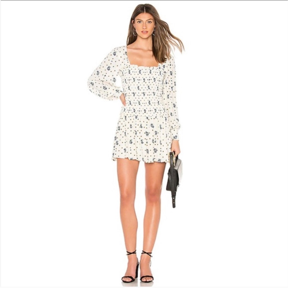 Free People Smocked Long Sleeve Mini Dress